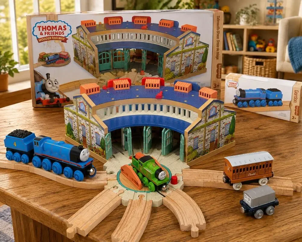 Thomas & Friends Wooden Railway Tidmouth Sheds HBJ81 Complete + Gordon Extras